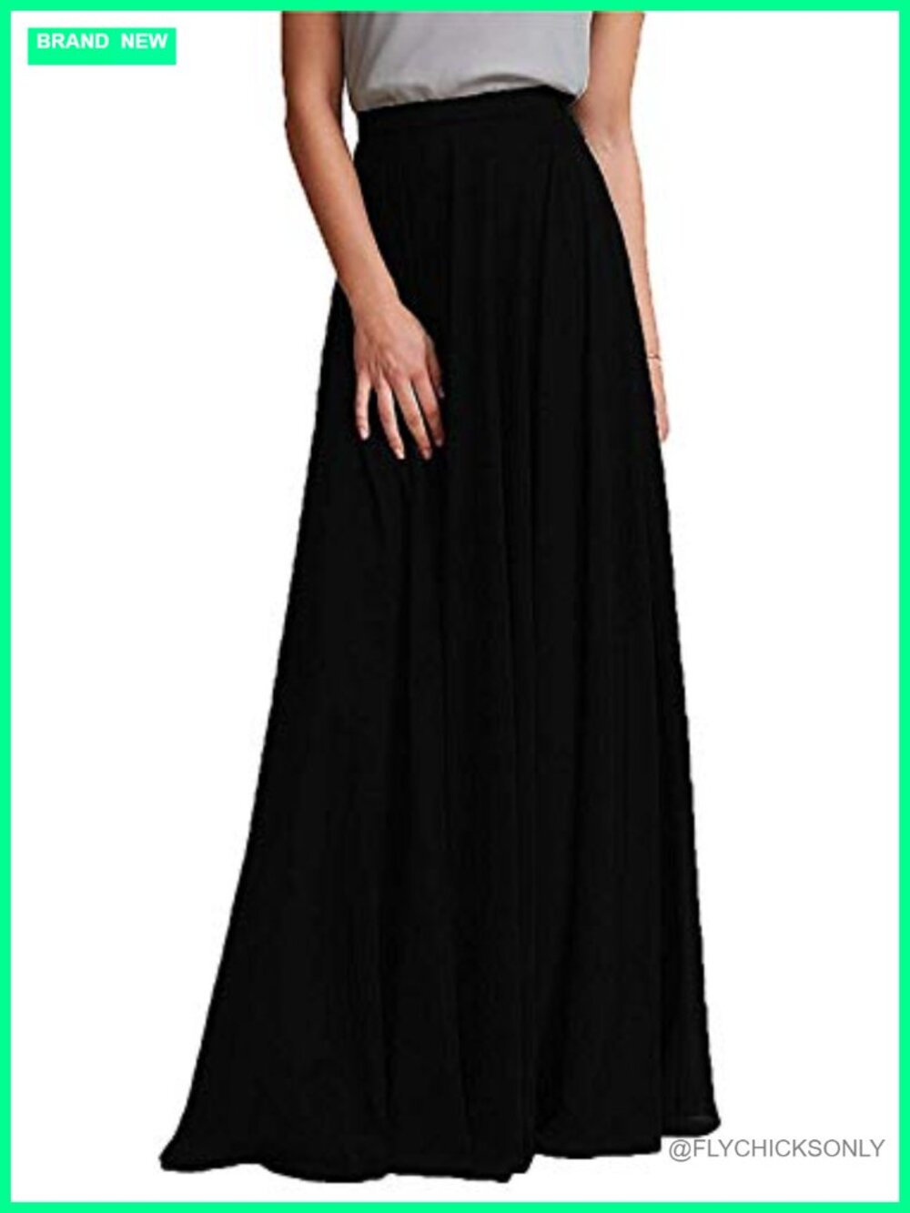 Chiffon Maxi Skirt High Waist Elastic Bridesmaid Floor Length